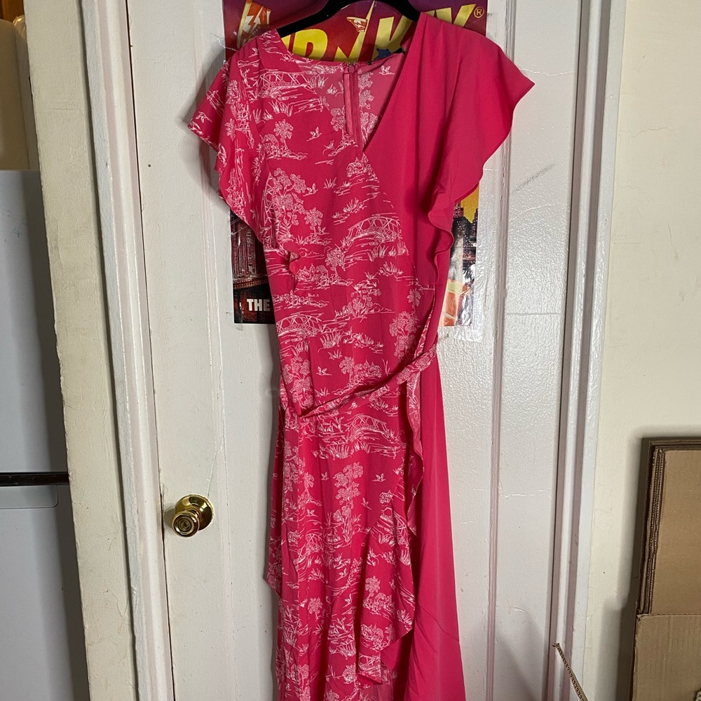 7 wonders ss ruffle faux wrap dress size medium
